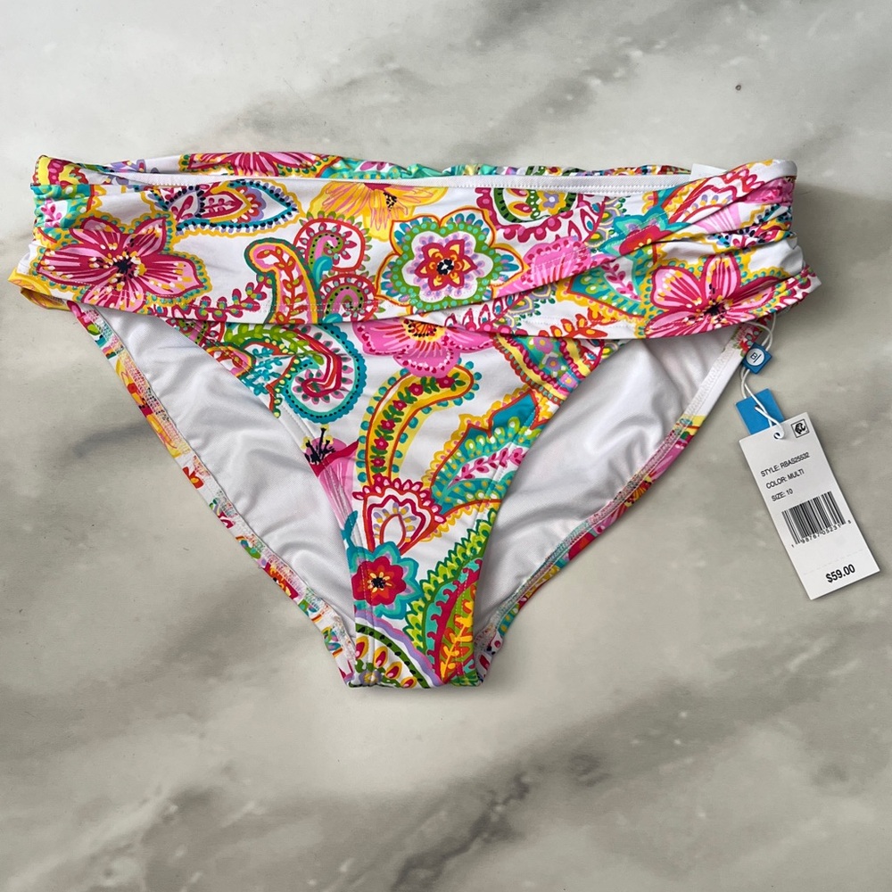 NWT Bleu Rod Beattie All Set For Summer Sarong Hipster Bikini Bottom Size 10 - Picture 3 of 6
